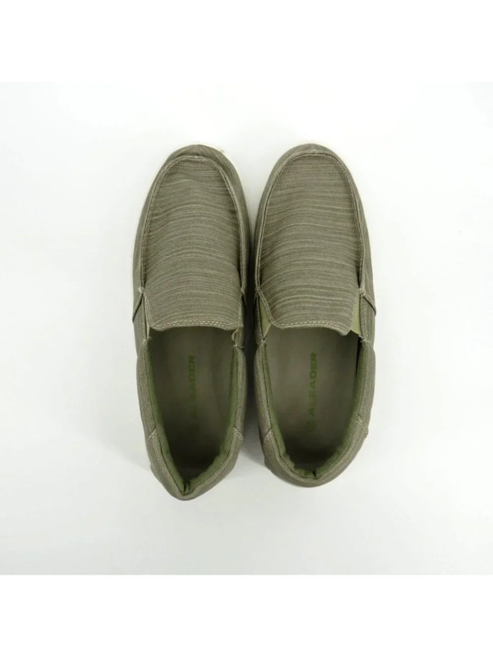 Aleader Mens  Slip-On Loafers Olive Green Canvas Shoes Size 10